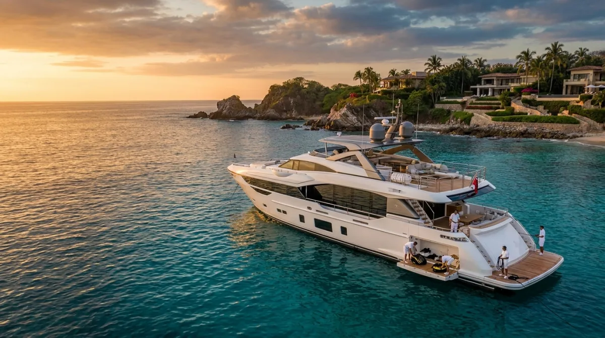 Guests relaxing aboard a private boat charter near the Islas Marietas off Punta Mita